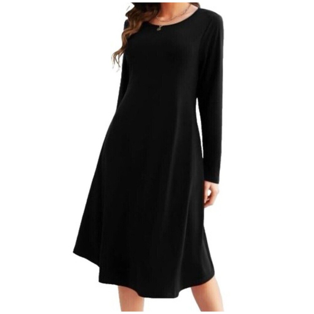 Ann Taylor Loft Black dress knit shift short holiday work career Size Small